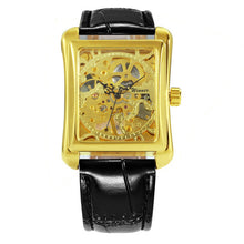 WINNER Retro Ladies Mechanical Watch Men Women Wristwatches Skeleton Rectangle Watches Leather Strap Couple Gift for Lover - Lafix