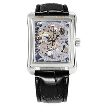 WINNER Retro Ladies Mechanical Watch Men Women Wristwatches Skeleton Rectangle Watches Leather Strap Couple Gift for Lover - Lafix