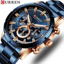 CURREN New Fashion Mens Watches with Stainless Steel Top Brand Luxury Sports Chronograph Quartz Watch Men Relogio Masculino - Lafix