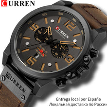 CURREN Mens Watches Top Luxury Brand Waterproof Sport Wrist Watch Chronograph Quartz Military Genuine Leather Relogio Masculino - Lafix
