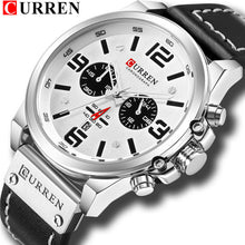 CURREN Mens Watches Top Luxury Brand Waterproof Sport Wrist Watch Chronograph Quartz Military Genuine Leather Relogio Masculino - Lafix
