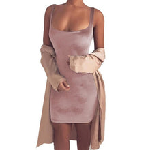 Women Sexy Velvet Party Dress Sleeveless Short Mini Dresses Causal Clubwear Ladies Dresses vestidos black pink - Lafix