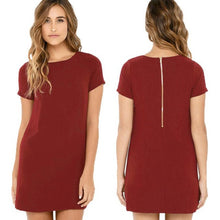 Brand New Velvet Dress 2017 Spring Summer Short Sleeve Straight Zipper Mini Dress Women Shift Short Dress - Lafix