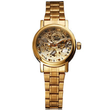 WINNER Ladies Classic Automatic Mechanical Watch Self-Wind Carving Skeleton Roman Index Dial Full Steel Women Wrist Watches - Lafix
