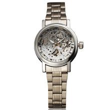 WINNER Ladies Classic Automatic Mechanical Watch Self-Wind Carving Skeleton Roman Index Dial Full Steel Women Wrist Watches - Lafix