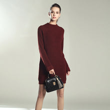 Autumn Winter Solid Knitted Cotton Sweater Dresses Women Fashion Loose O-neck Pullover Female Knitted Dress Vestidos Feminino - Lafix
