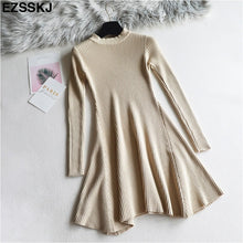 chic Autumn Winter black Sweater Dress Women o-neck Long Sleeve A Line thick Knit mini Dress female girl short bodycon dress - Lafix