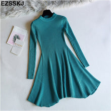 chic Autumn Winter black Sweater Dress Women o-neck Long Sleeve A Line thick Knit mini Dress female girl short bodycon dress - Lafix