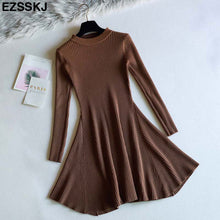 chic Autumn Winter black Sweater Dress Women o-neck Long Sleeve A Line thick Knit mini Dress female girl short bodycon dress - Lafix