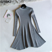 chic Autumn Winter black Sweater Dress Women o-neck Long Sleeve A Line thick Knit mini Dress female girl short bodycon dress - Lafix