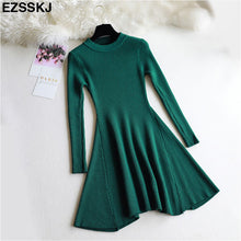 chic Autumn Winter black Sweater Dress Women o-neck Long Sleeve A Line thick Knit mini Dress female girl short bodycon dress - Lafix
