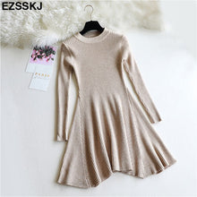 chic Autumn Winter black Sweater Dress Women o-neck Long Sleeve A Line thick Knit mini Dress female girl short bodycon dress - Lafix