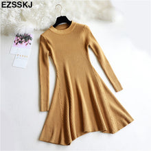 chic Autumn Winter black Sweater Dress Women o-neck Long Sleeve A Line thick Knit mini Dress female girl short bodycon dress - Lafix