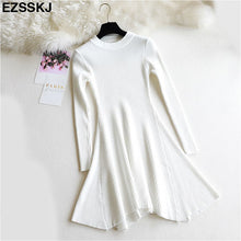 chic Autumn Winter black Sweater Dress Women o-neck Long Sleeve A Line thick Knit mini Dress female girl short bodycon dress - Lafix