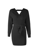 Tangada women dress 2019 knitted mini dress autumn winter ladies sexy green sweater dress long sleeve vintage korean ADY08 - Lafix