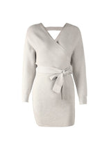 Tangada women dress 2019 knitted mini dress autumn winter ladies sexy green sweater dress long sleeve vintage korean ADY08 - Lafix