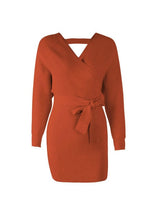 Tangada women dress 2019 knitted mini dress autumn winter ladies sexy green sweater dress long sleeve vintage korean ADY08 - Lafix