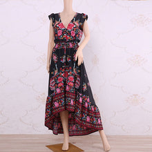 UZZDSS 2019 New Women Summer Boho Beach Maxi Dress Sexy V Neck Vintage Print Long Dresses Casual Sundress Dress vestidos - Lafix