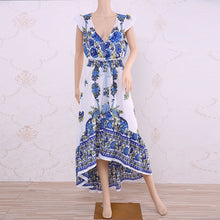 UZZDSS 2019 New Women Summer Boho Beach Maxi Dress Sexy V Neck Vintage Print Long Dresses Casual Sundress Dress vestidos - Lafix