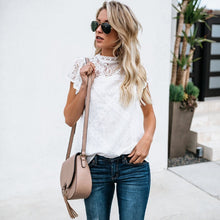 Sexy White Lace Blouse Shirt Women Fashion Short Sleeve Female Blouses Lady Vestidos Summer Hollow Out Tops Blusa - Lafix