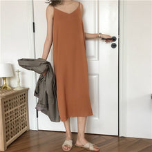 Sexy Women Maxi Dress Loose Sleeveless Dresses V-neck Sling Long Black Party Dress - Lafix