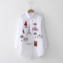 2019 NEW White Shirt Casual Wear Button Up Turn Down Collar Long Sleeve Cotton Blouse Embroidery Feminina HOT Sale T8D427M - Lafix