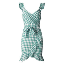 Summer 2019 New Women Red Mini Dress Sleeveless Beach Dress Casual Plaid Streetwear Ladies Vintage Ruffles Short Dresses Vestido - Lafix