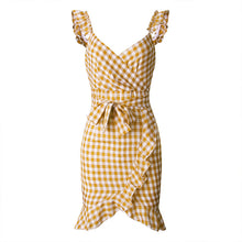 Summer 2019 New Women Red Mini Dress Sleeveless Beach Dress Casual Plaid Streetwear Ladies Vintage Ruffles Short Dresses Vestido - Lafix